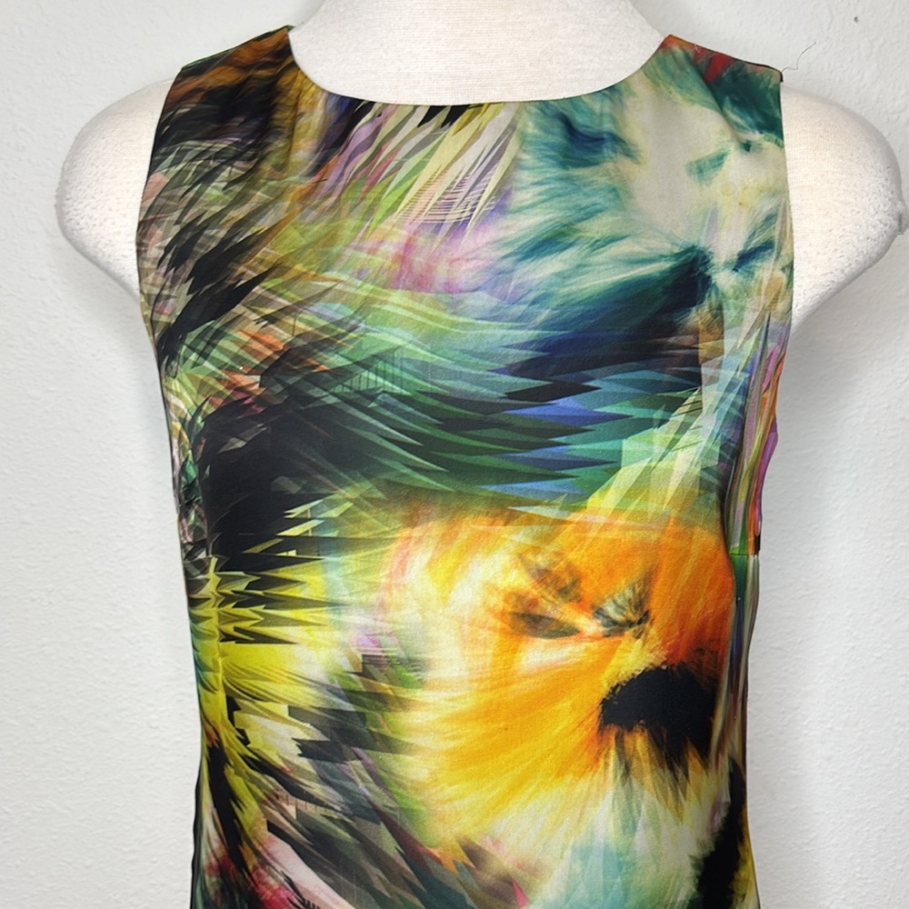 Ted Baker Size 1 Colorful Abstract Midi Sheath Dr… - image 2